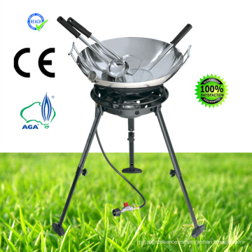 Estufa de gas con kit de wok de carbono cuchara, skimmer, espátula